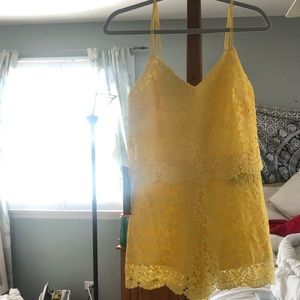 Bebe yellow romper new with tags never worn